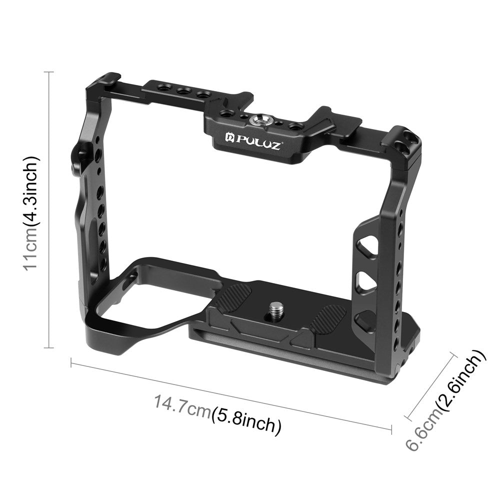 PULUZ PU3105B For Sony A7 IV / A7R III Camera Aluminum Alloy Rabbit Cage 1 / 4 3 / 8 Inch Screw Hole Protective Cage