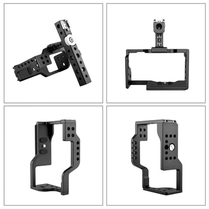 PULUZ PU3053B For Sony Alpha 6600 Camera Aluminum Alloy Rabbit Cage Stabilizer with Handle Grip