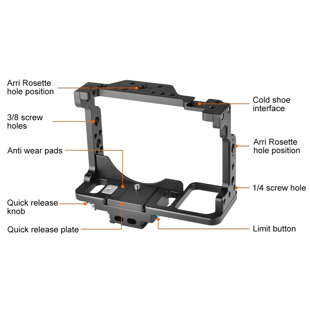 PULUZ PU3097B For Nikon Z 7 / Z 6 Mirrorless Camera Cage Aluminum Alloy Cold Shoe Mount Expansion Cage