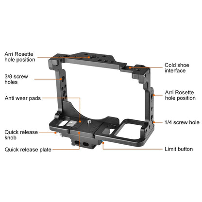 PULUZ PU3097B For Nikon Z 7 / Z 6 Mirrorless Camera Cage Aluminum Alloy Cold Shoe Mount Expansion Cage