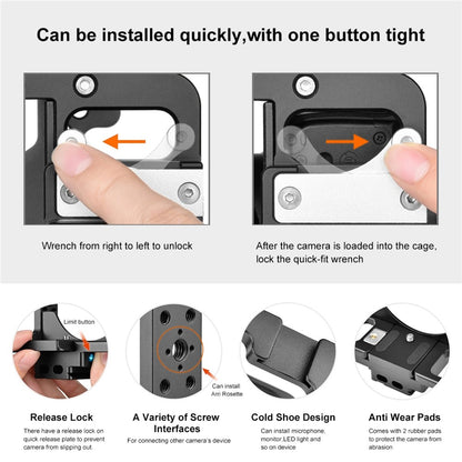 PULUZ PU3097B For Nikon Z 7 / Z 6 Mirrorless Camera Cage Aluminum Alloy Cold Shoe Mount Expansion Cage