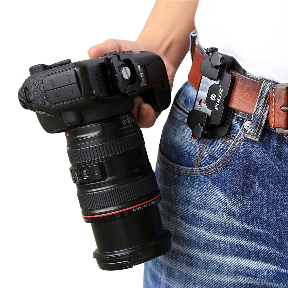 PULUZ PU231R Quick Release Belt Clip with Quick Release Plate Aluminum Alloy Backpack Mount Holder for Camera