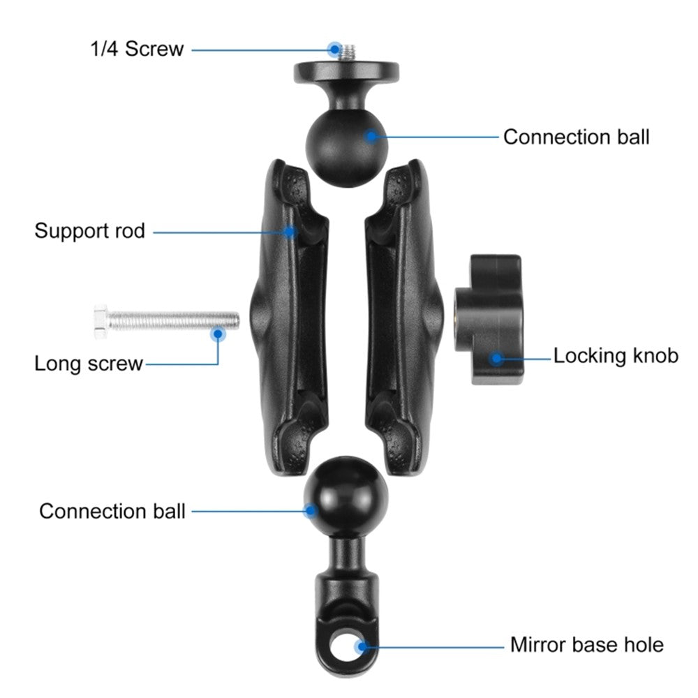 PULUZ PU702B For GoPro Action Camera Motorcycle  /  Bicycle Mirror Mount Aluminum Alloy Adjustable Bracket