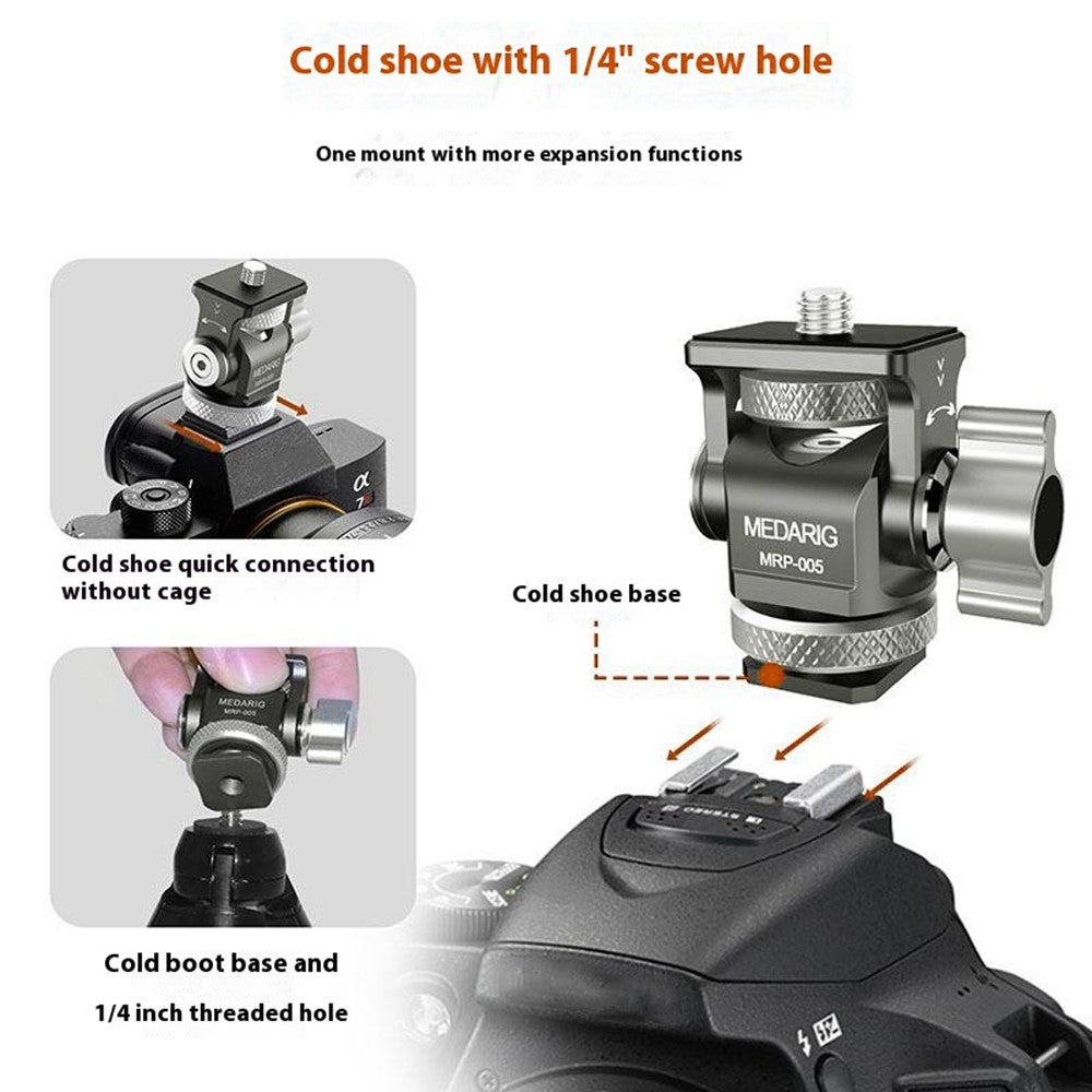MEDARIG MPR-005 DSLR Mirrorless Camera Adjustable Aluminum Alloy Mount Cold Shoe Adapter