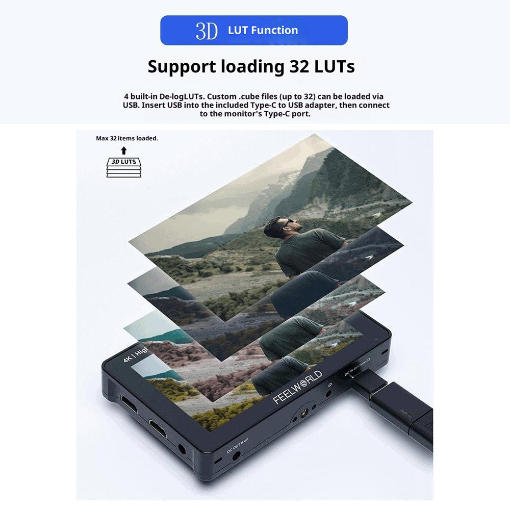 FEELWORLD F5PROX 5.5 Inch 4K HD Monitor 1600nit for DSLR / Mirrorless Camera Photography / Directing