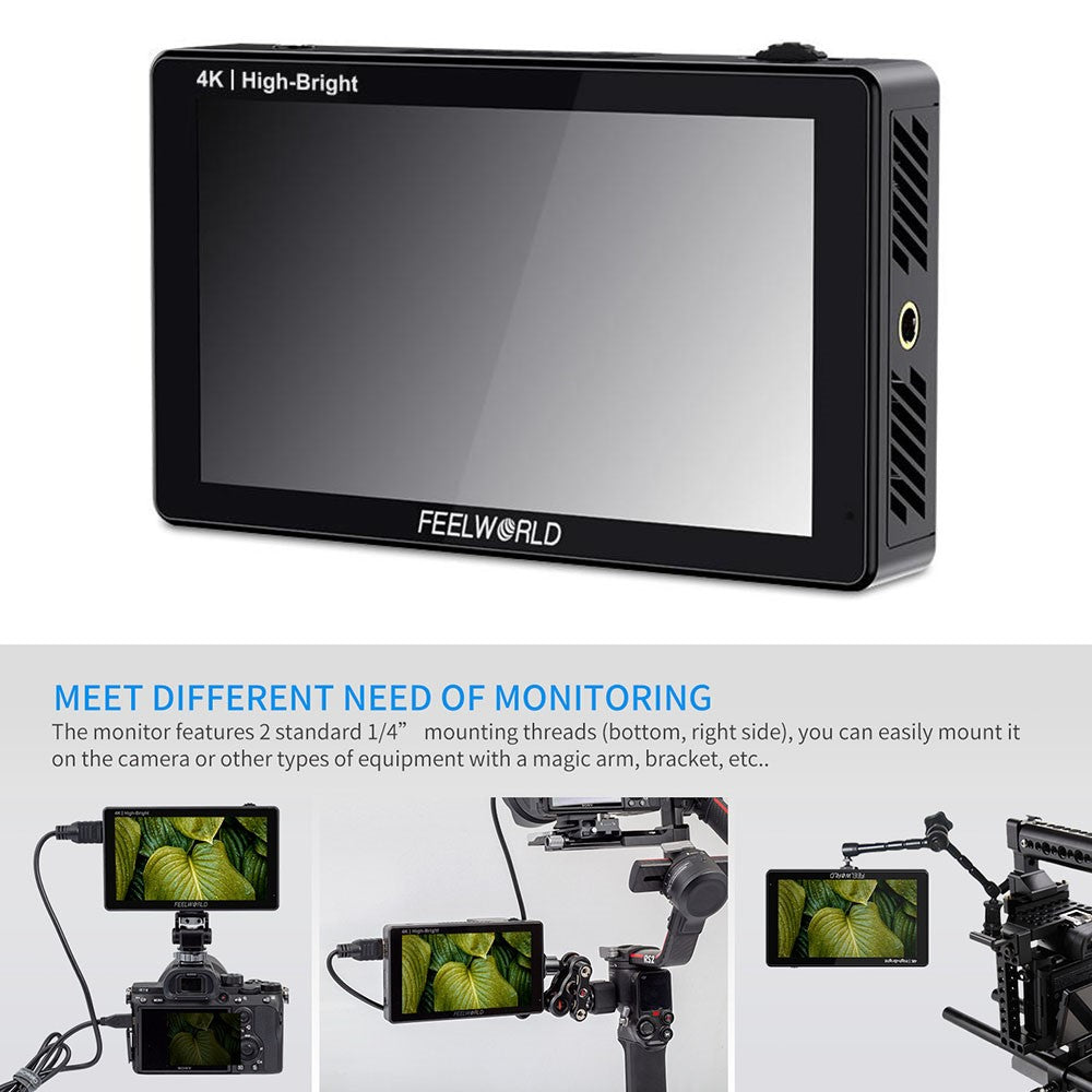 FEELWORLD LUT5E 5.5 inch 4K HD Monitor 1920x1080 IPS Full HD 1600nit High Brightness Display Screen for Photography / Videography