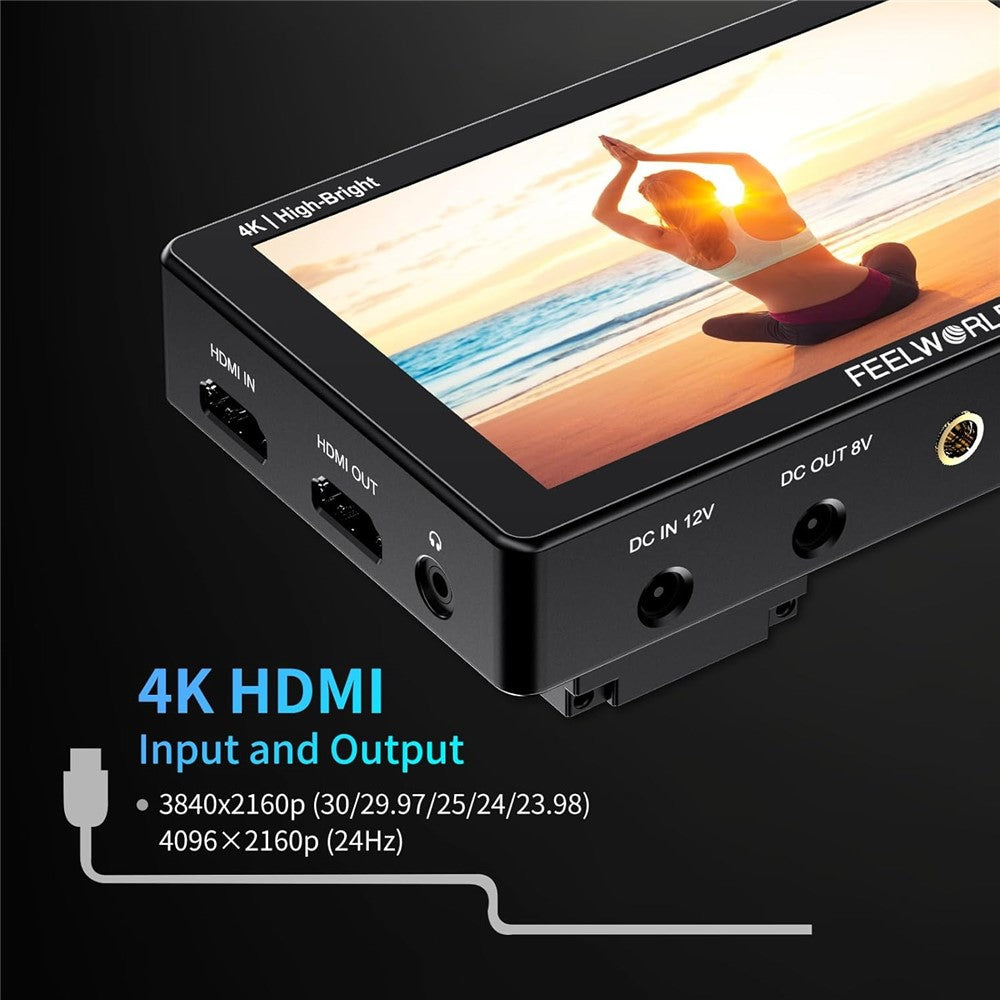 FEELWORLD LUT5E 5.5 inch 4K HD Monitor 1920x1080 IPS Full HD 1600nit High Brightness Display Screen for Photography / Videography