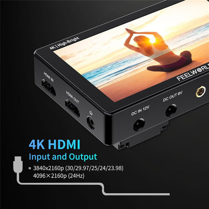FEELWORLD LUT5E 5.5 inch 4K HD Monitor 1920x1080 IPS Full HD 1600nit High Brightness Display Screen for Photography / Videography