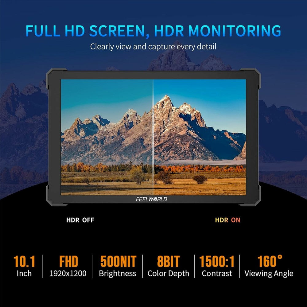 FEELWORLD T10 10.1 Inch 4K Camera Monitor External Display for DSLR / Mirrorless Cameras