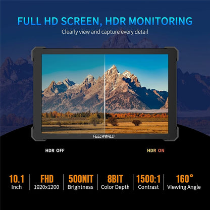 FEELWORLD T10 10.1 Inch 4K Camera Monitor External Display for DSLR / Mirrorless Cameras