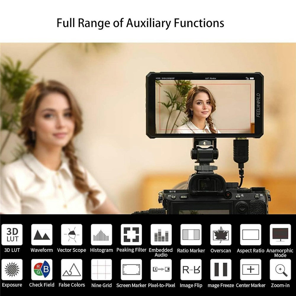 FEELWORLD PS6 5.5 Inch OLED HD Camera Monitor 4K60HZ Portrait / Landscape Touchscreen Display for Photography / Videography
