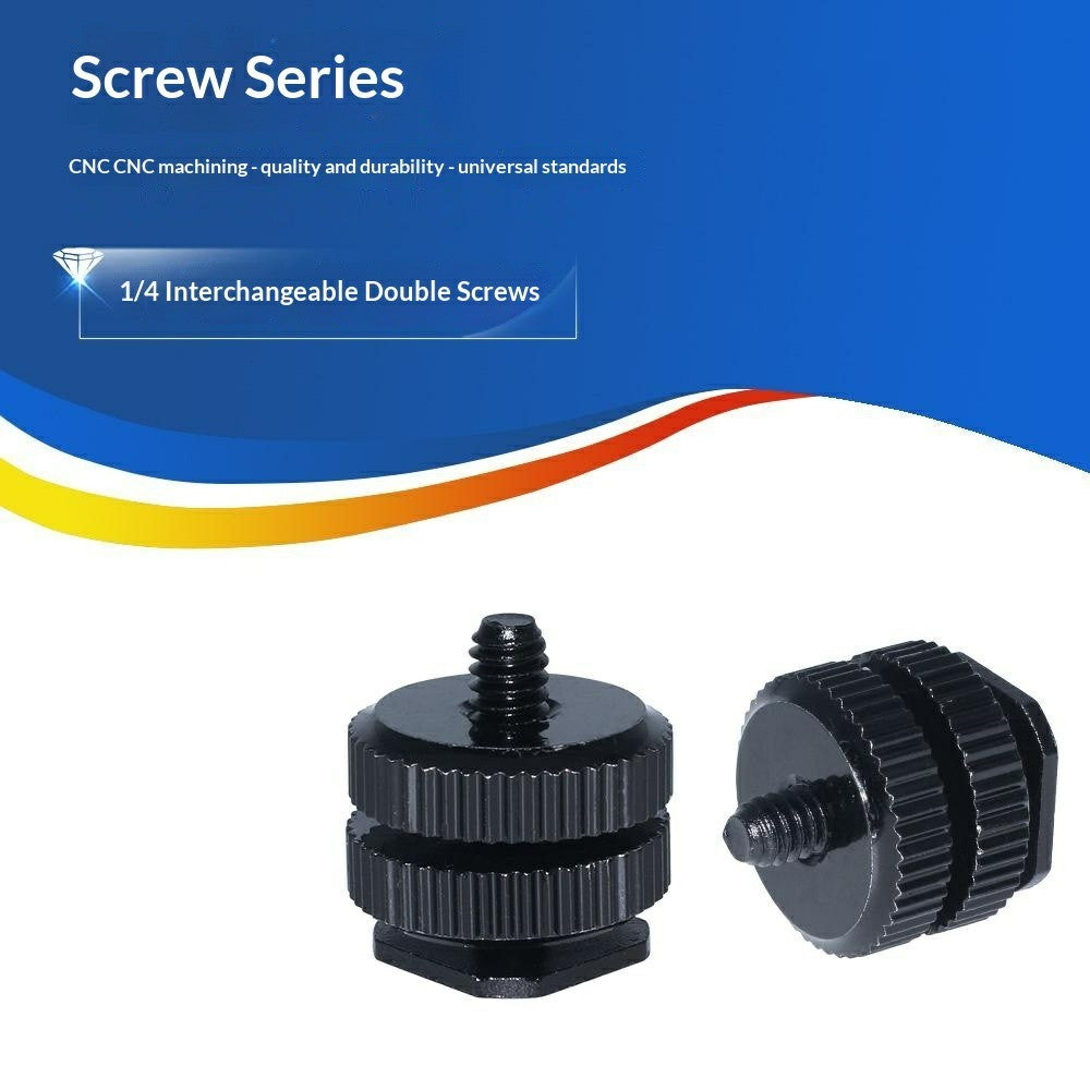E001 1  /  4 Inch Screw Hot Shoe Mount Aluminum Alloy Adapter for Flash DSLR Camera Microphone Stand Bracket