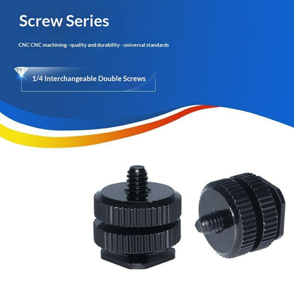 E001 1  /  4 Inch Screw Hot Shoe Mount Aluminum Alloy Adapter for Flash DSLR Camera Microphone Stand Bracket