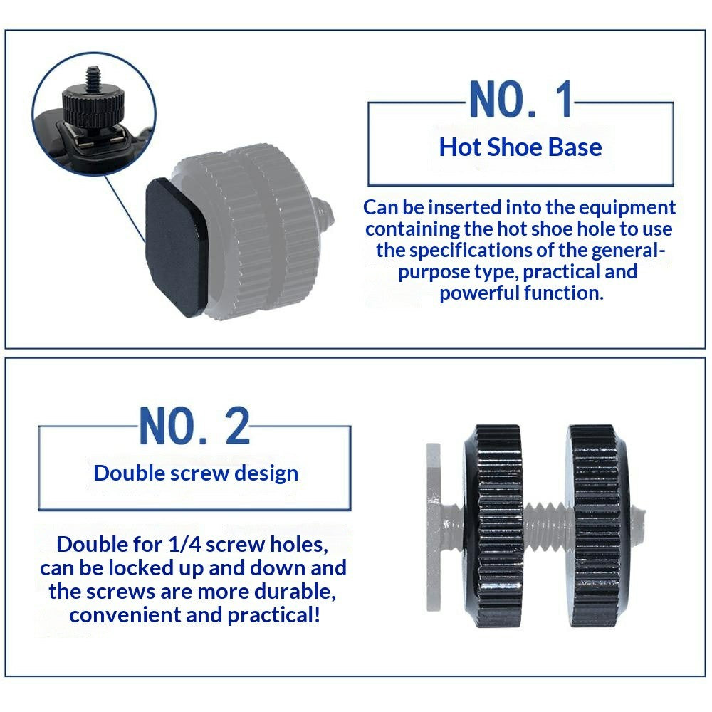 E001 1  /  4 Inch Screw Hot Shoe Mount Aluminum Alloy Adapter for Flash DSLR Camera Microphone Stand Bracket