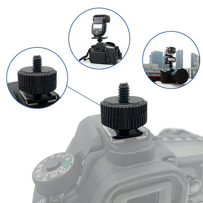E001 1  /  4 Inch Screw Hot Shoe Mount Aluminum Alloy Adapter for Flash DSLR Camera Microphone Stand Bracket