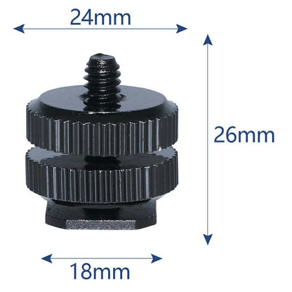 E001 1  /  4 Inch Screw Hot Shoe Mount Aluminum Alloy Adapter for Flash DSLR Camera Microphone Stand Bracket