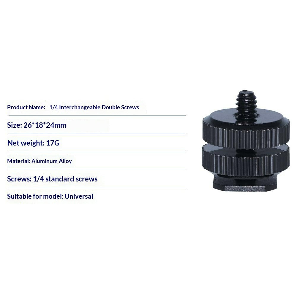 E001 1  /  4 Inch Screw Hot Shoe Mount Aluminum Alloy Adapter for Flash DSLR Camera Microphone Stand Bracket