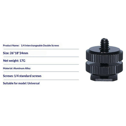 E001 1  /  4 Inch Screw Hot Shoe Mount Aluminum Alloy Adapter for Flash DSLR Camera Microphone Stand Bracket