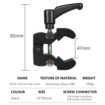 Z039 Photography Clamp 1 / 4''  3 / 8'' Thread Crab Pliers Clip for DSLR Cameras