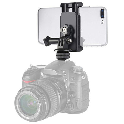 D01S 360 Degree Rotating E-Shape Phone Holder Hot Shoe Mount Adapter for Action Camera