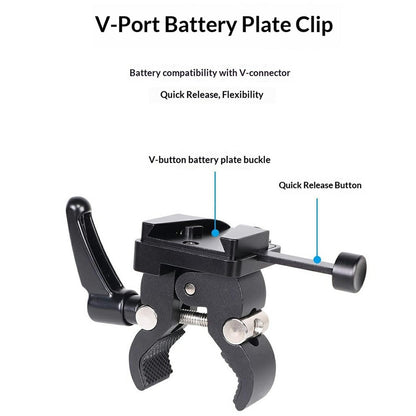 LB16 Aluminum Alloy Camera Clamp V-Lock Mount Quick Release Adapter for V-Port Battery Plate