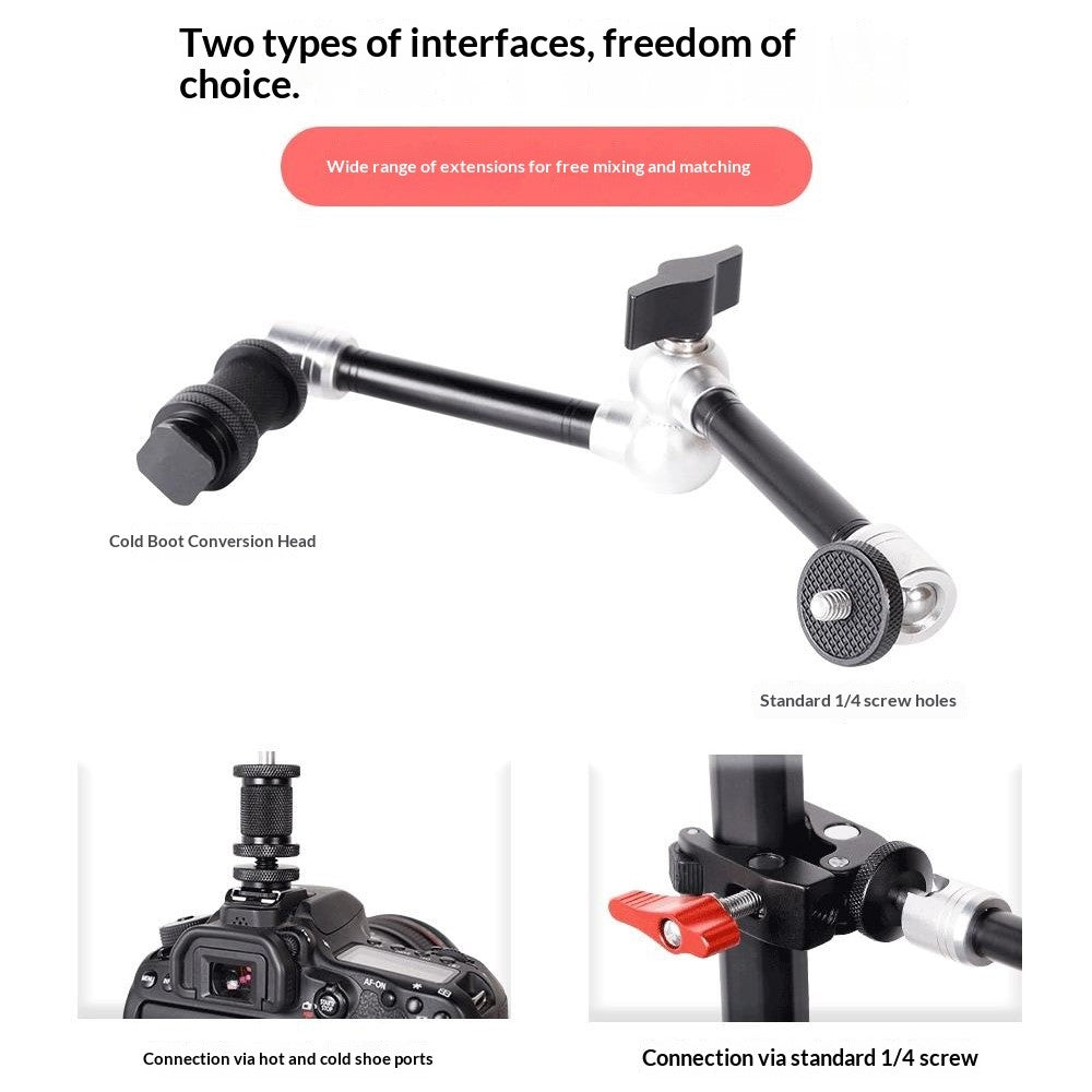 G148 11 Inch Magic Arm Metal Articulating Monitor Mount 360° Ball Head Camera Bracket for Photography