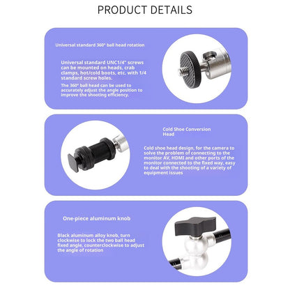 G148 11 Inch Magic Arm Metal Articulating Monitor Mount 360° Ball Head Camera Bracket for Photography