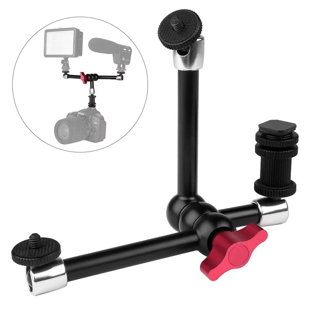 MA-03 11 Inch Triple Arm Mount for DSLR Camera Monitor Bracket Hot Shoe Magic Arm 360° Adjustable Stand Photography Equipment