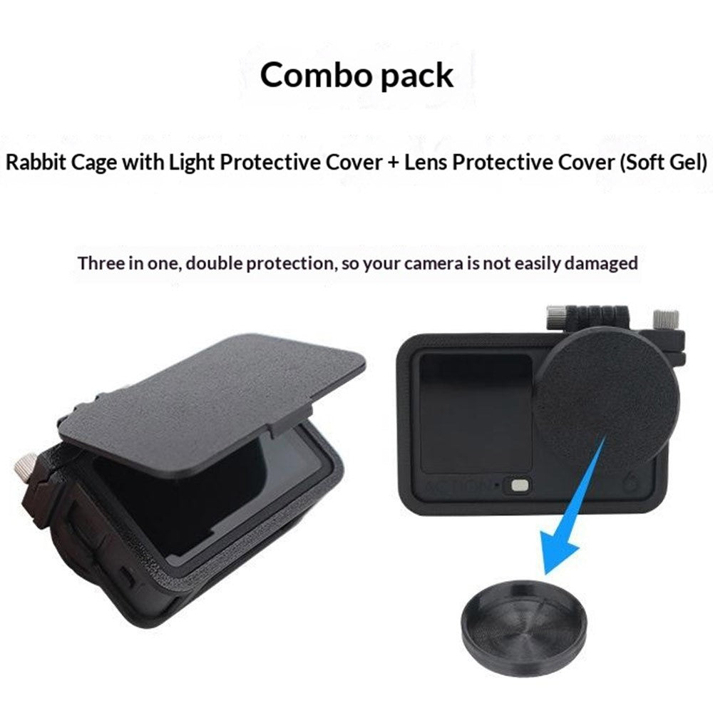 915609-11 Extension Frame Sunshade Camera Protective Case for DJI Osmo Action 6 Anti-Scratch Cover Protector with Lens Cap