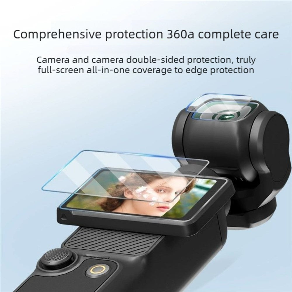 3 Sets For DJI Osmo Pocket 4 Tempered Glass Camera Screen Protector Anti-scratch Screen Lens Film Kit