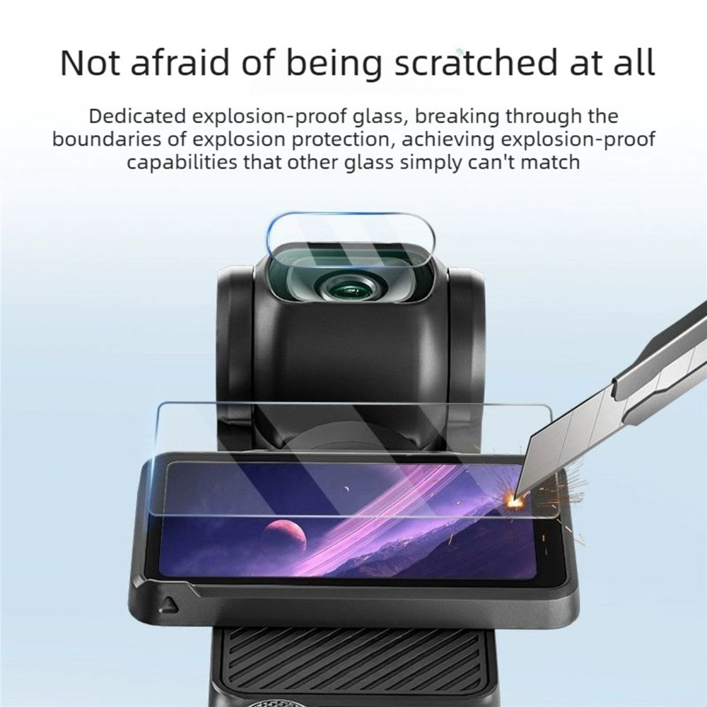 3 Sets For DJI Osmo Pocket 4 Tempered Glass Camera Screen Protector Anti-scratch Screen Lens Film Kit