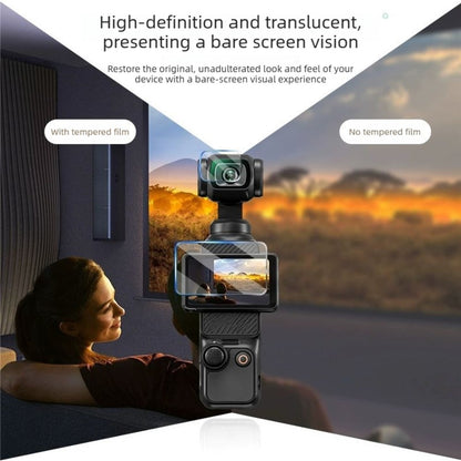 3 Sets For DJI Osmo Pocket 4 Tempered Glass Camera Screen Protector Anti-scratch Screen Lens Film Kit
