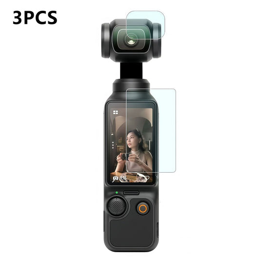 3 Sets For DJI Osmo Pocket 4 AR Anti-reflection Tempered Glass Camera Screen Protector Screen + Lens Film