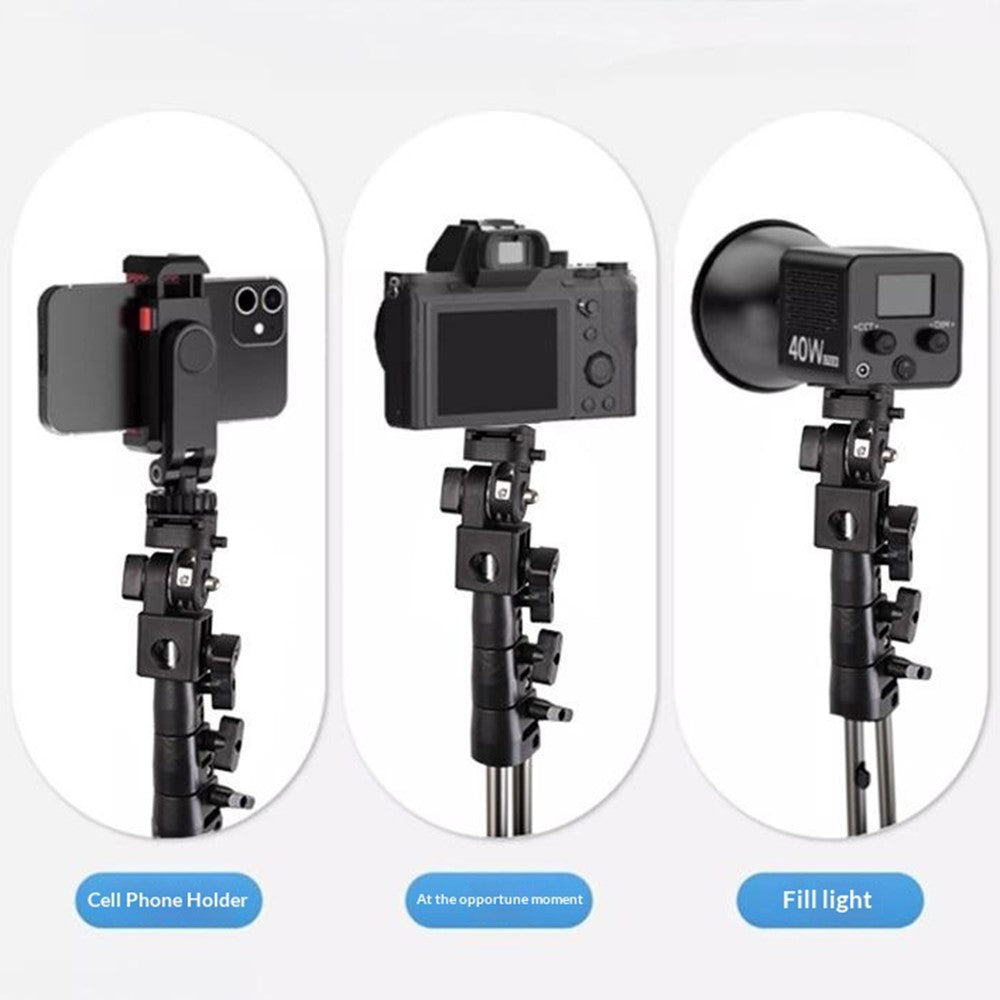 Y079 180 Degree Rotating Light Stand Adapter Bracket 1 / 4 Screw Cold Shoe Quick Release Mount for Camera Phone Fill Light