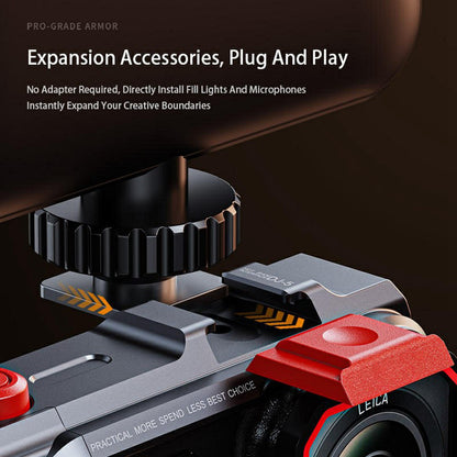 DJ-10 Camera Cage for Insta360 Ace Pro 2 One-Piece Aluminum Alloy CNC Protective Frame with Cold Shoe Mount & 1 / 4 Inch-20 Threaded Holes