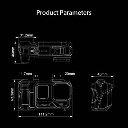 DJ-10 Camera Cage for Insta360 Ace Pro 2 One-Piece Aluminum Alloy CNC Protective Frame with Cold Shoe Mount & 1 / 4 Inch-20 Threaded Holes