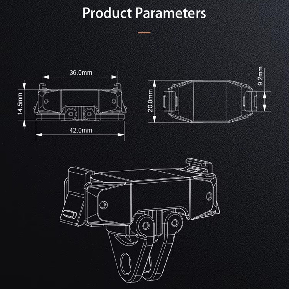 DJ-7 Magnetic Action Camera Mount Adapter for DJI Osmo Action Foldable Connector Tripod Quick Release Base with 1 / 4 Inch Thread