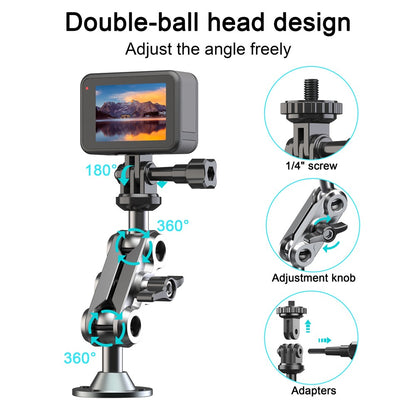 Camera Monitor Mount Wall Ceiling Bracket Double Ball Head 1 / 4 Interface Adjustable Swivel Stand