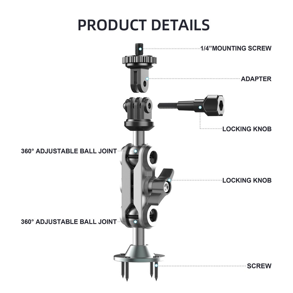 Camera Monitor Mount Wall Ceiling Bracket Double Ball Head 1 / 4 Interface Adjustable Swivel Stand