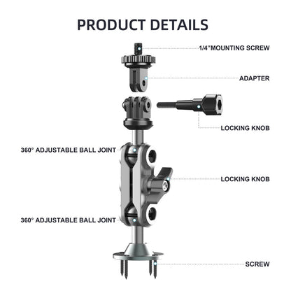 Camera Monitor Mount Wall Ceiling Bracket Double Ball Head 1 / 4 Interface Adjustable Swivel Stand