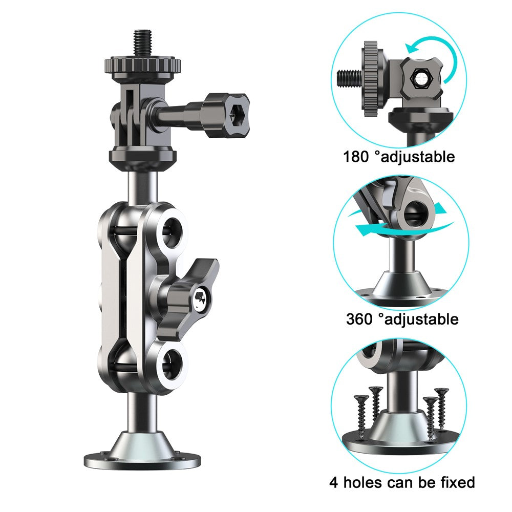 Camera Monitor Mount Wall Ceiling Bracket Double Ball Head 1 / 4 Interface Adjustable Swivel Stand