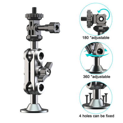 Camera Monitor Mount Wall Ceiling Bracket Double Ball Head 1 / 4 Interface Adjustable Swivel Stand