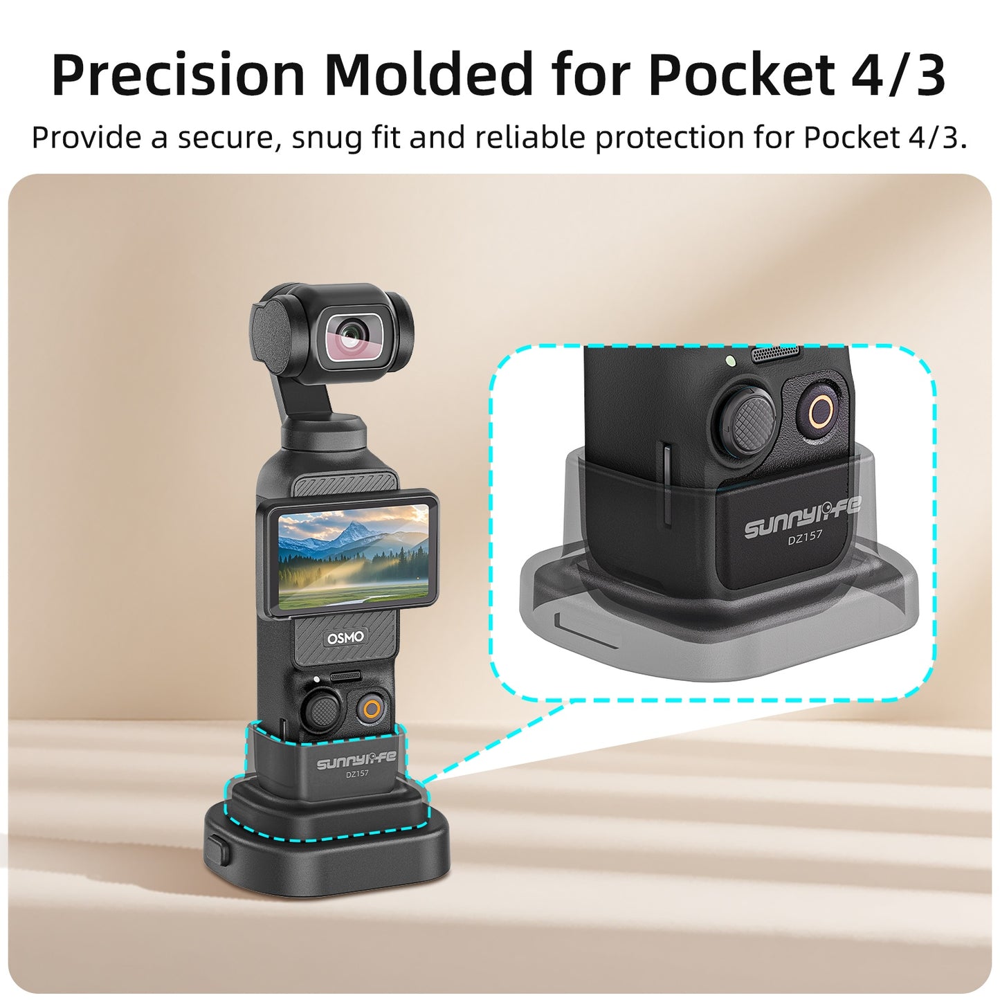 SUNNYLIFE For DJI Osmo Pocket 4 / 3 Action Camera Detachable Base Plastic Desktop Support Bracket