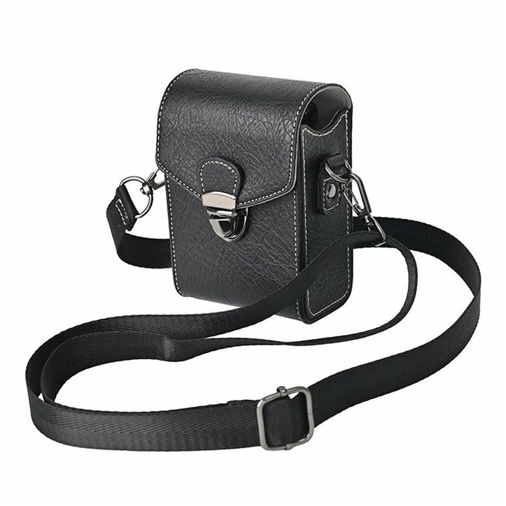 Universal Vintage Litchi Pattern Camera Bag PU Leather Protective Case with Shoulder Strap for Small Digital Cameras