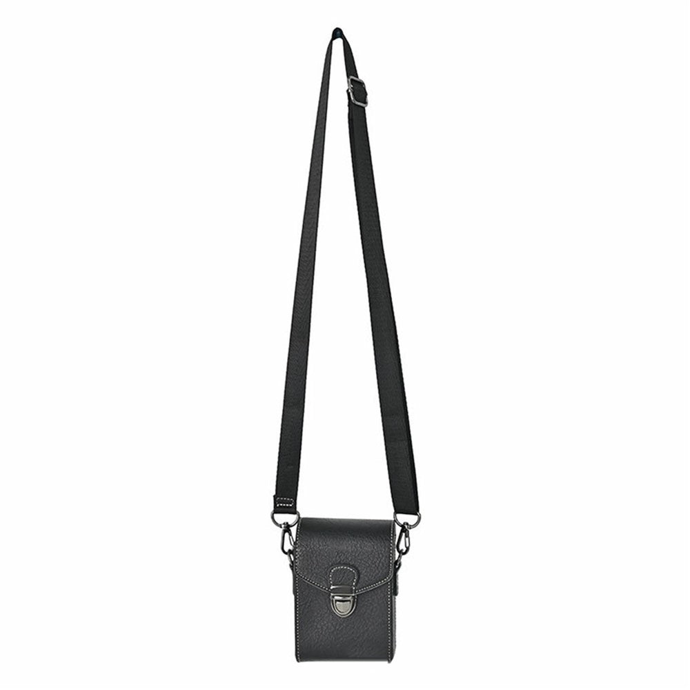Universal Vintage Litchi Pattern Camera Bag PU Leather Protective Case with Shoulder Strap for Small Digital Cameras