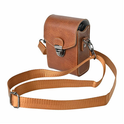 Universal Vintage Litchi Pattern Camera Bag PU Leather Protective Case with Shoulder Strap for Small Digital Cameras