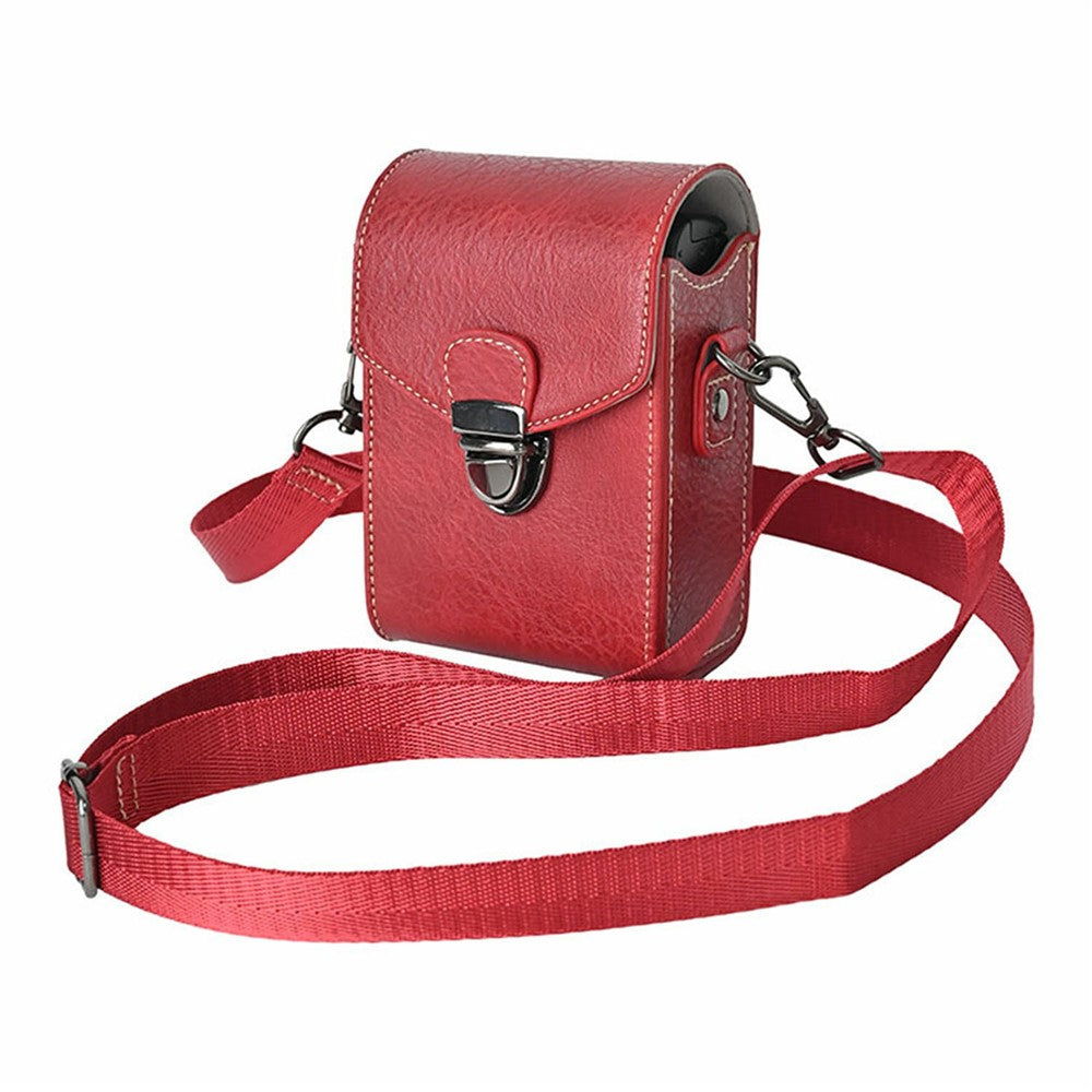 Universal Vintage Litchi Pattern Camera Bag PU Leather Protective Case with Shoulder Strap for Small Digital Cameras