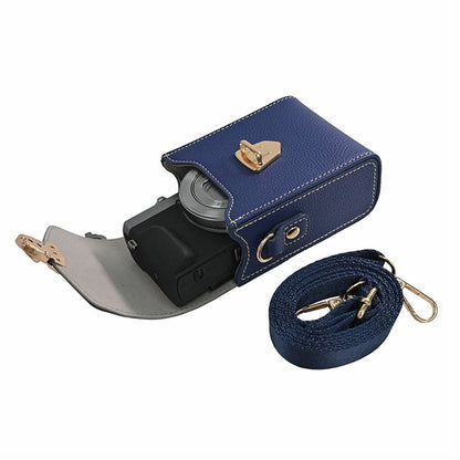Universal Camera Bag PU Leather Lychee Texture Flip Lock Cover Protective Case with Adjustable Strap for Small Digital Cameras