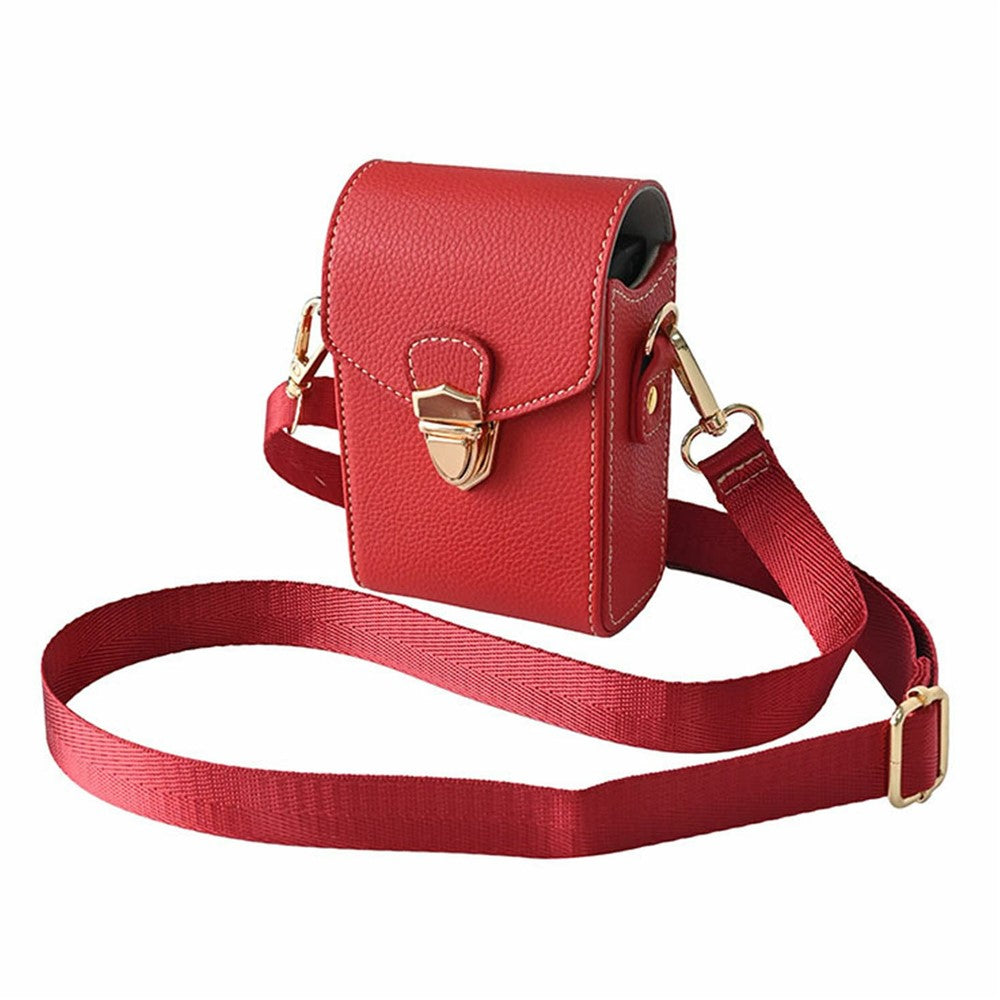 Universal Camera Bag PU Leather Lychee Texture Flip Lock Cover Protective Case with Adjustable Strap for Small Digital Cameras