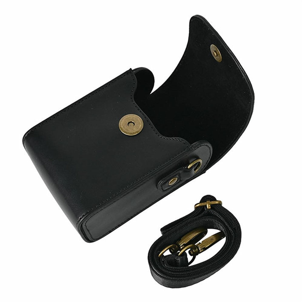 Universal PU Leather Camera Protective Case with Magnetic Clasp Flip-Top Shoulder Bag for Small Digital Cameras